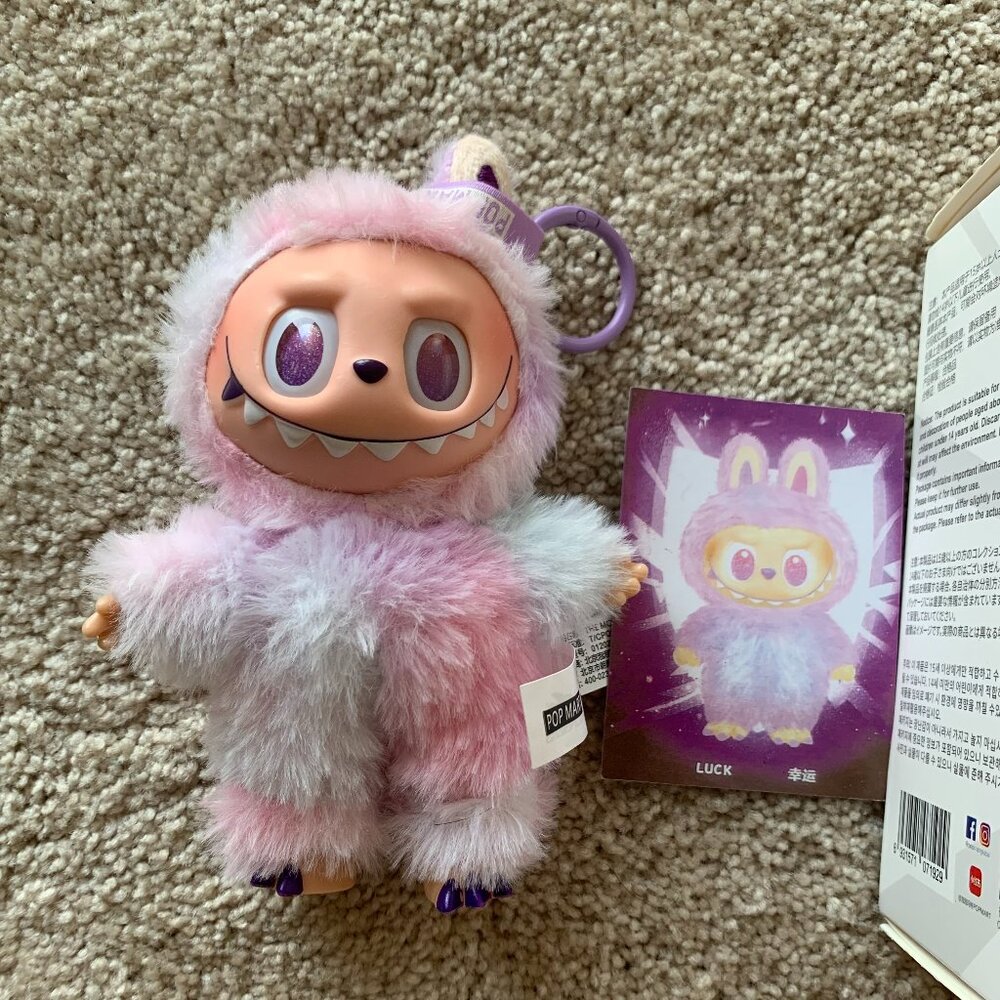 Plush Monster Doll with Purple and Pink Fur